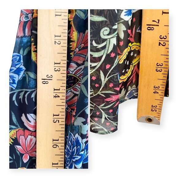 Rebecca Minkoff Jessica Ruffle Floral Midi Wrap Dress S Black Multicolor NWT - Picture 16 of 16